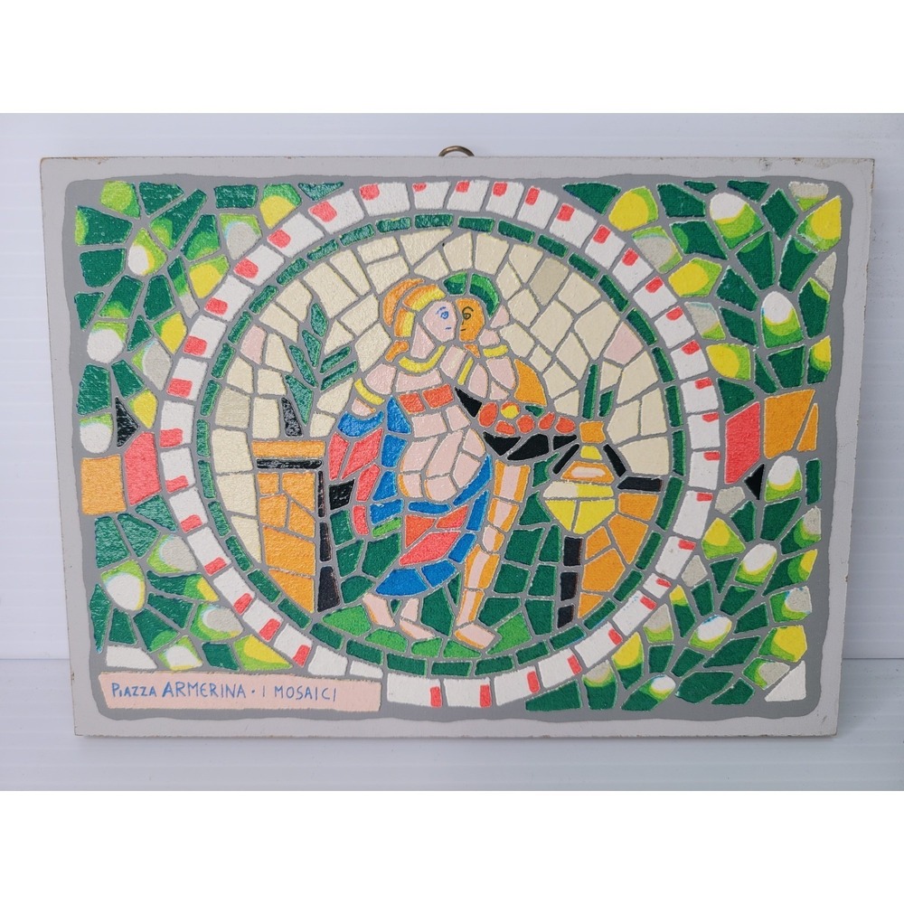 Mimmo Sciarrano Piazza Armerina I Mosaici Art Plaque Multicolor Wood